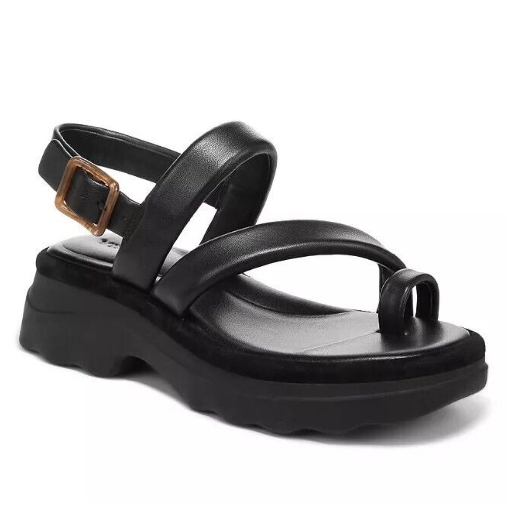 $330 Vince Santa Cruz Strappy Slingback Platform Sandals Black Leather 7.5 (Mf2)